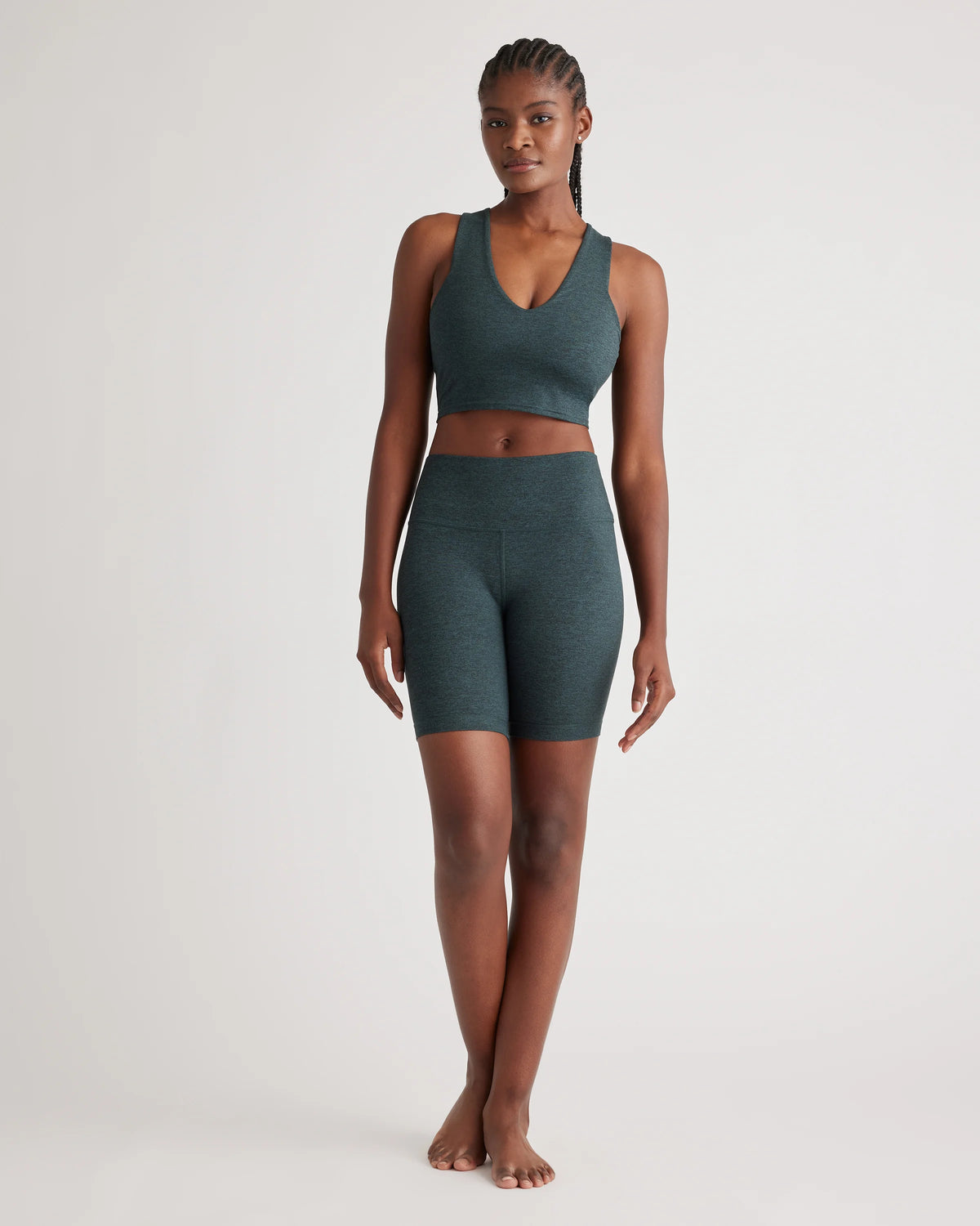 Ultra-Soft V-Neck Cropped Tank - XS / Heather Navy