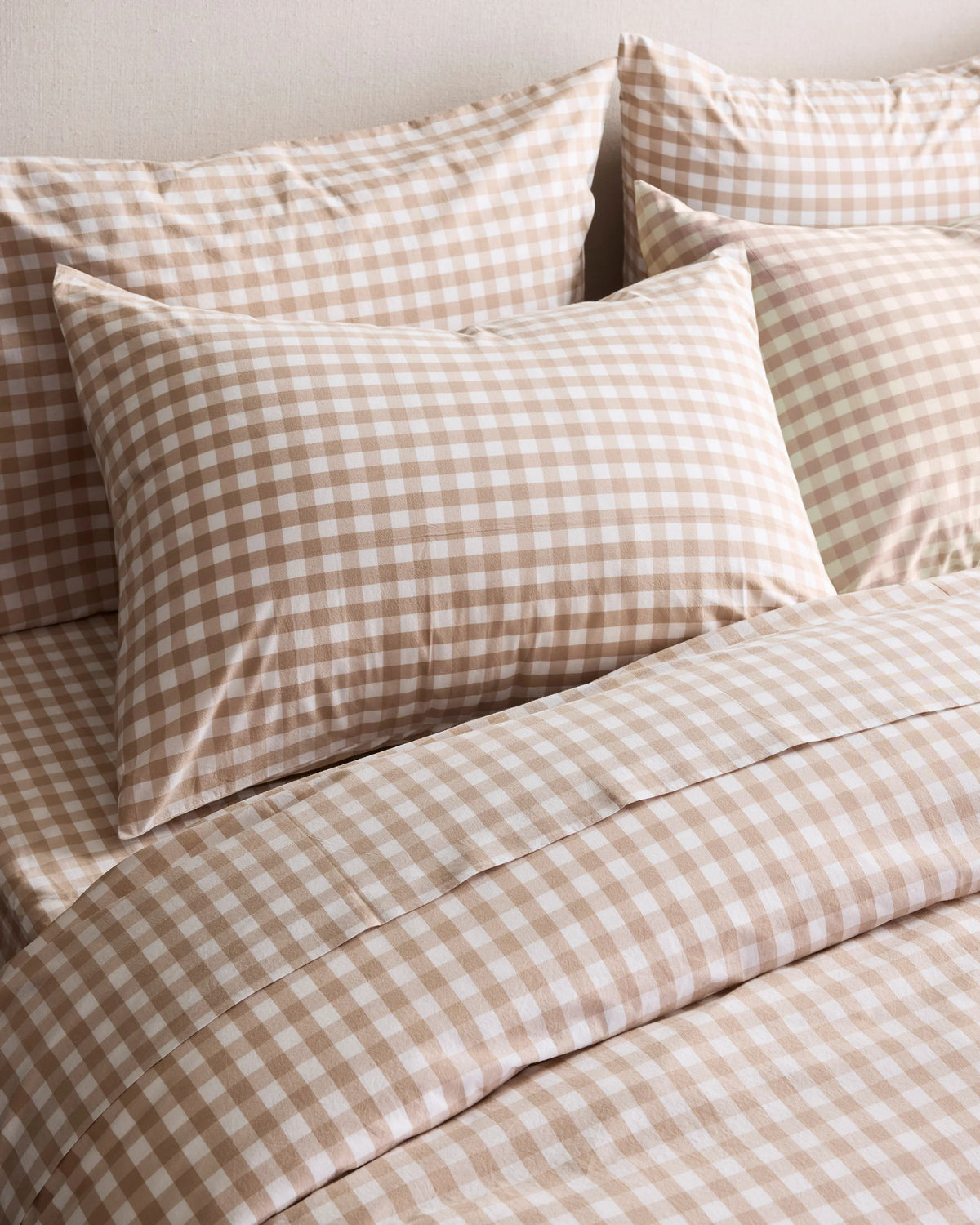 Organic Crisp Percale Gingham Sham Set - Standard / Cafe