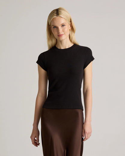 Organic Cotton Micro-Rib Crewneck Tee (3-Pack) - XS / Black