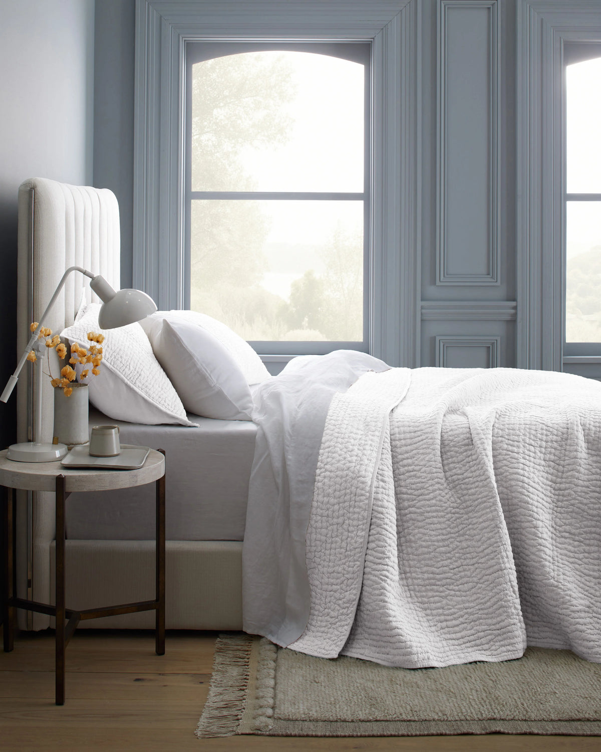 European Linen Cotton Stitch Sham Set - Standard / Stone