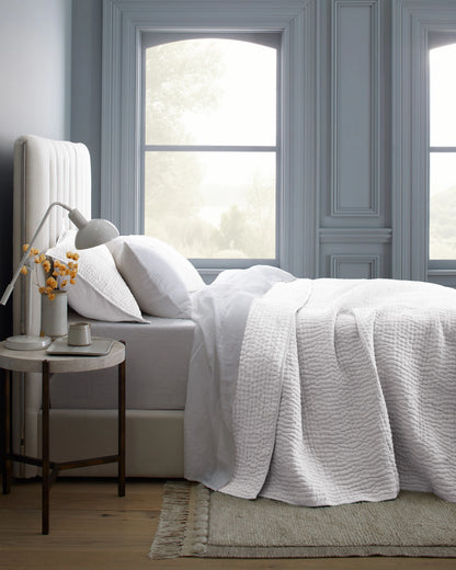 European Linen Cotton Stitch Sham Set - Standard / Stone