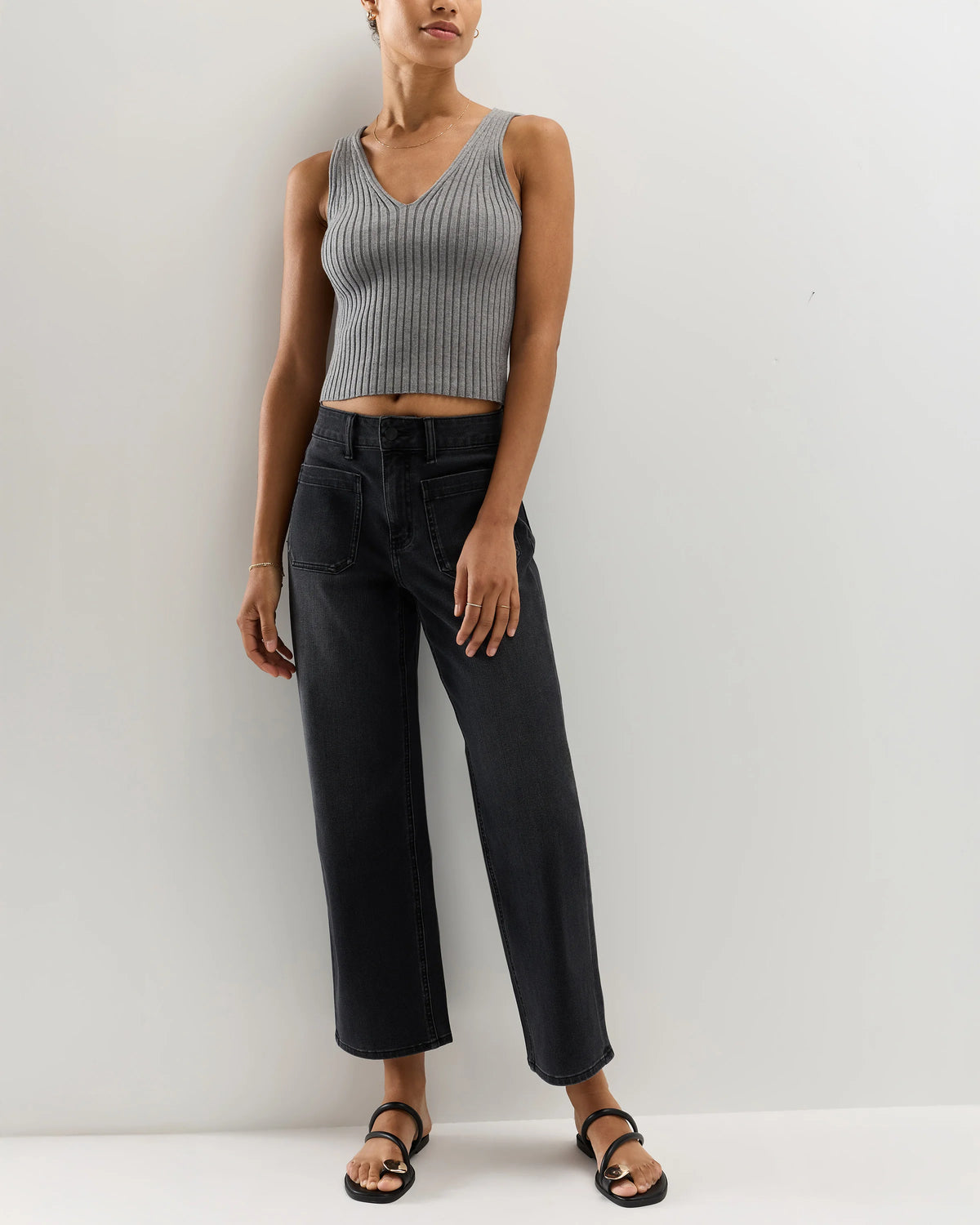 Bella Stretch Patch Pocket Wide Leg Jeans - 24 / Deep Sea Blue