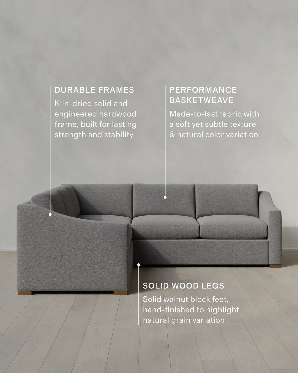 Hollis Slope Arm L Sectional in Performance Basketweave - 110x110 / Flax