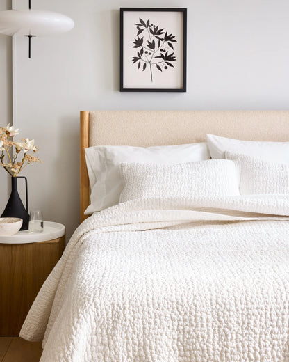 Organic Cotton Hand Stitched Quilted Sham Set - Standard / Ocean