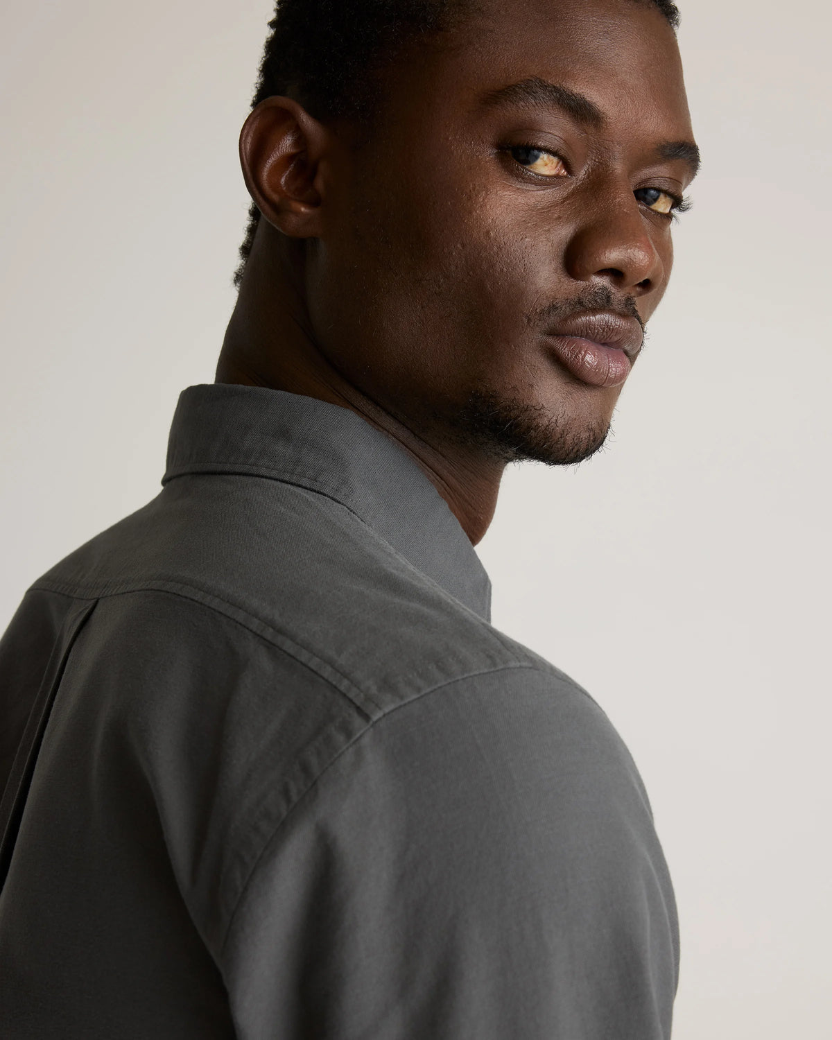 Organic Cotton Stretch Textured Twill Shirt - S / Navy