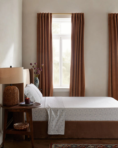 Organic Crisp Percale Floral Deluxe Bedding Bundle - Twin / Toffee Florette