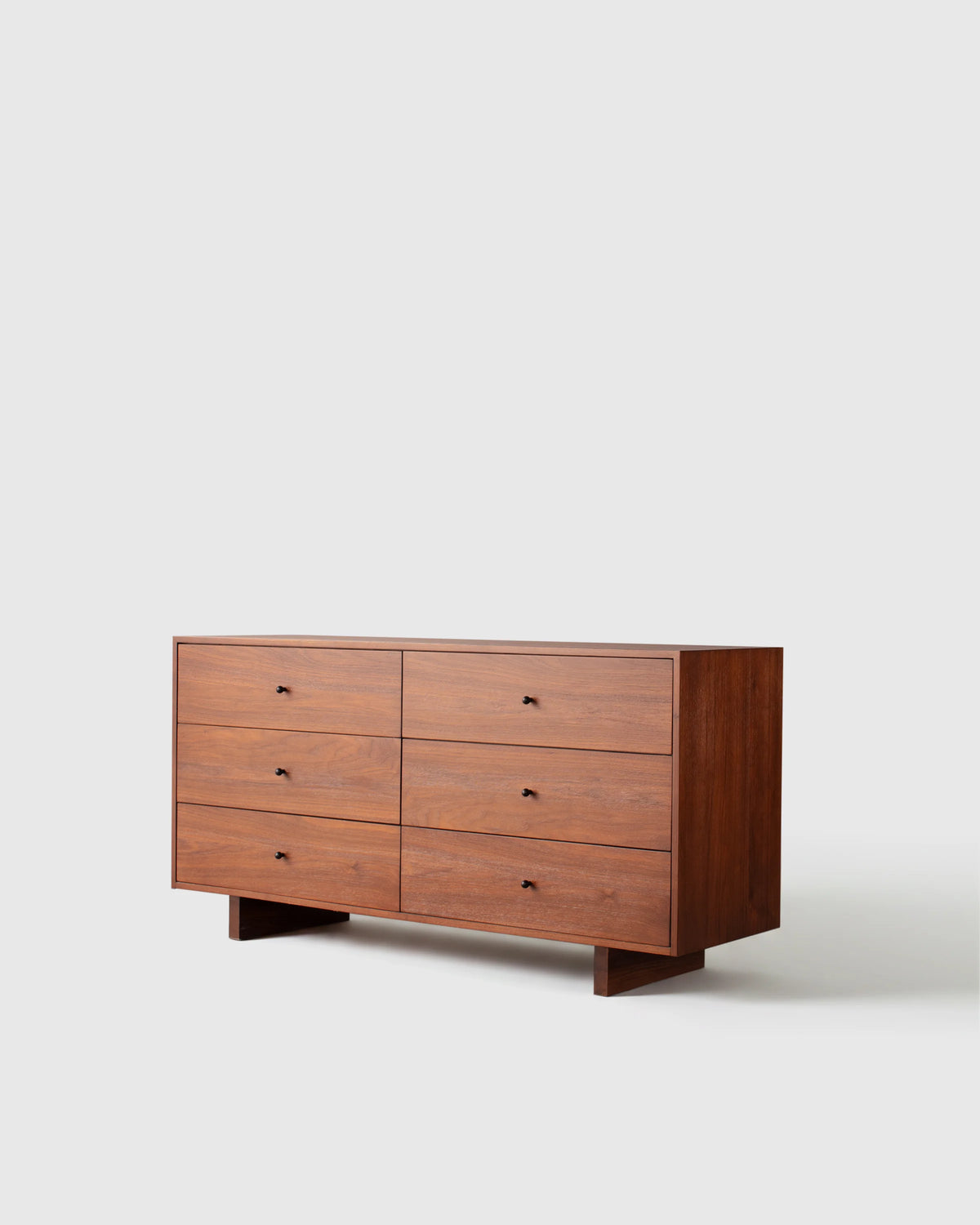 Solid Wood Platform 6-Drawer Dresser - One Size / Walnut Brown