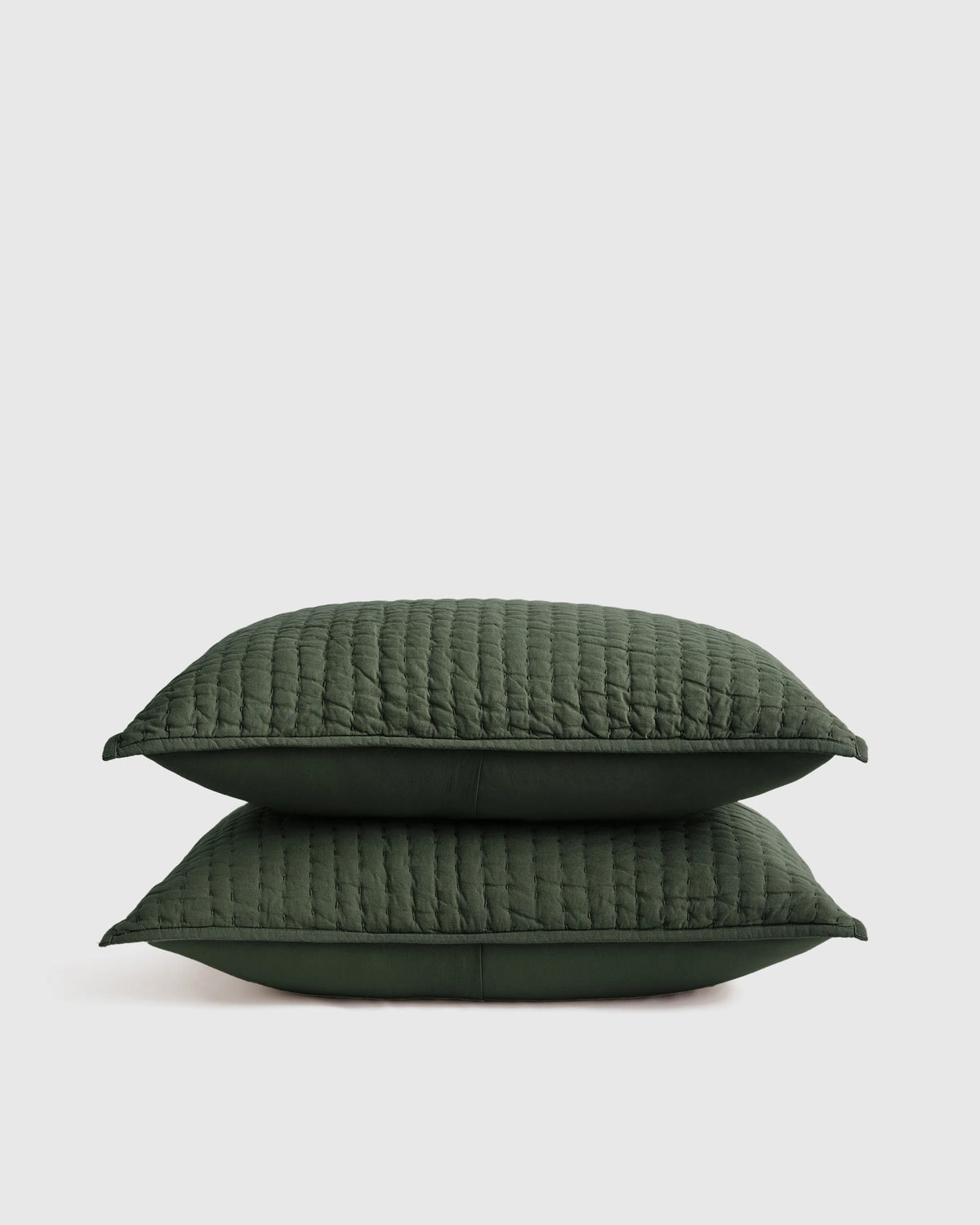European Linen Cotton Stitch Sham Set - Standard / Stone