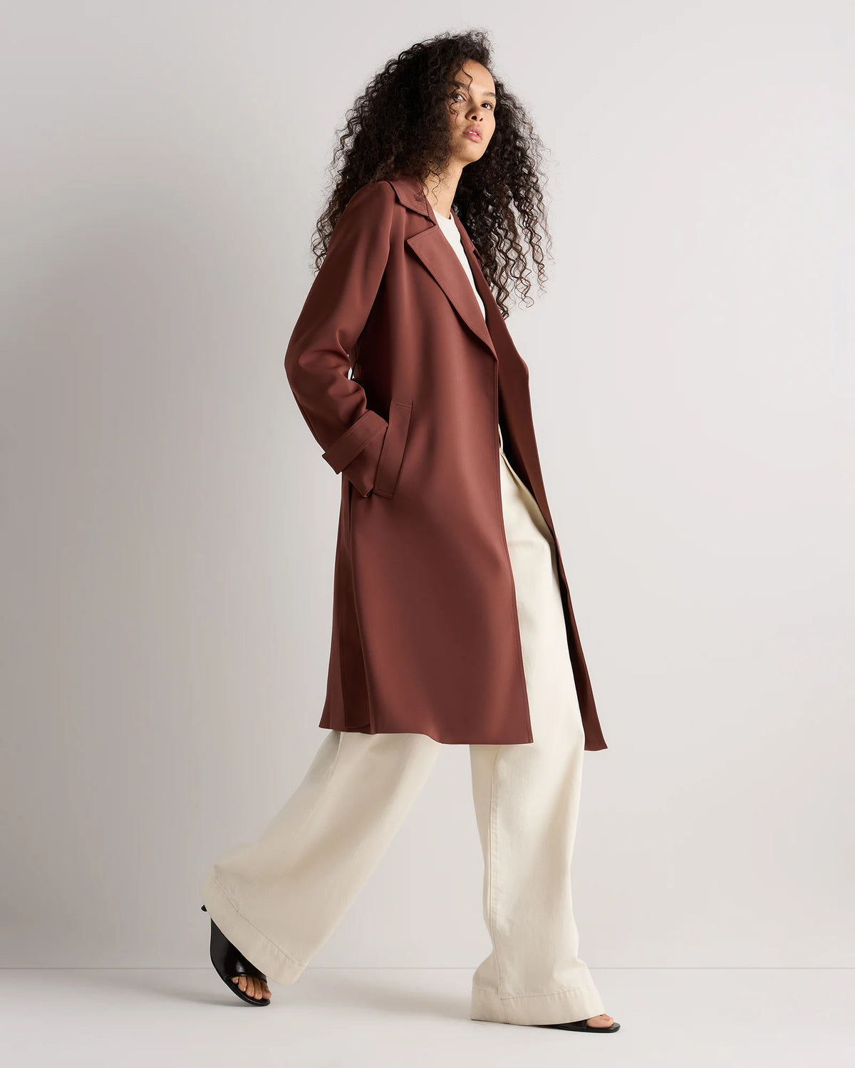 Stretch Crepe Trench Coat - XS / Olive
