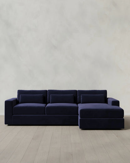 Ashford Deep Seat Chaise Sectional in Performance Velvet - 119" Right Arm / Rust