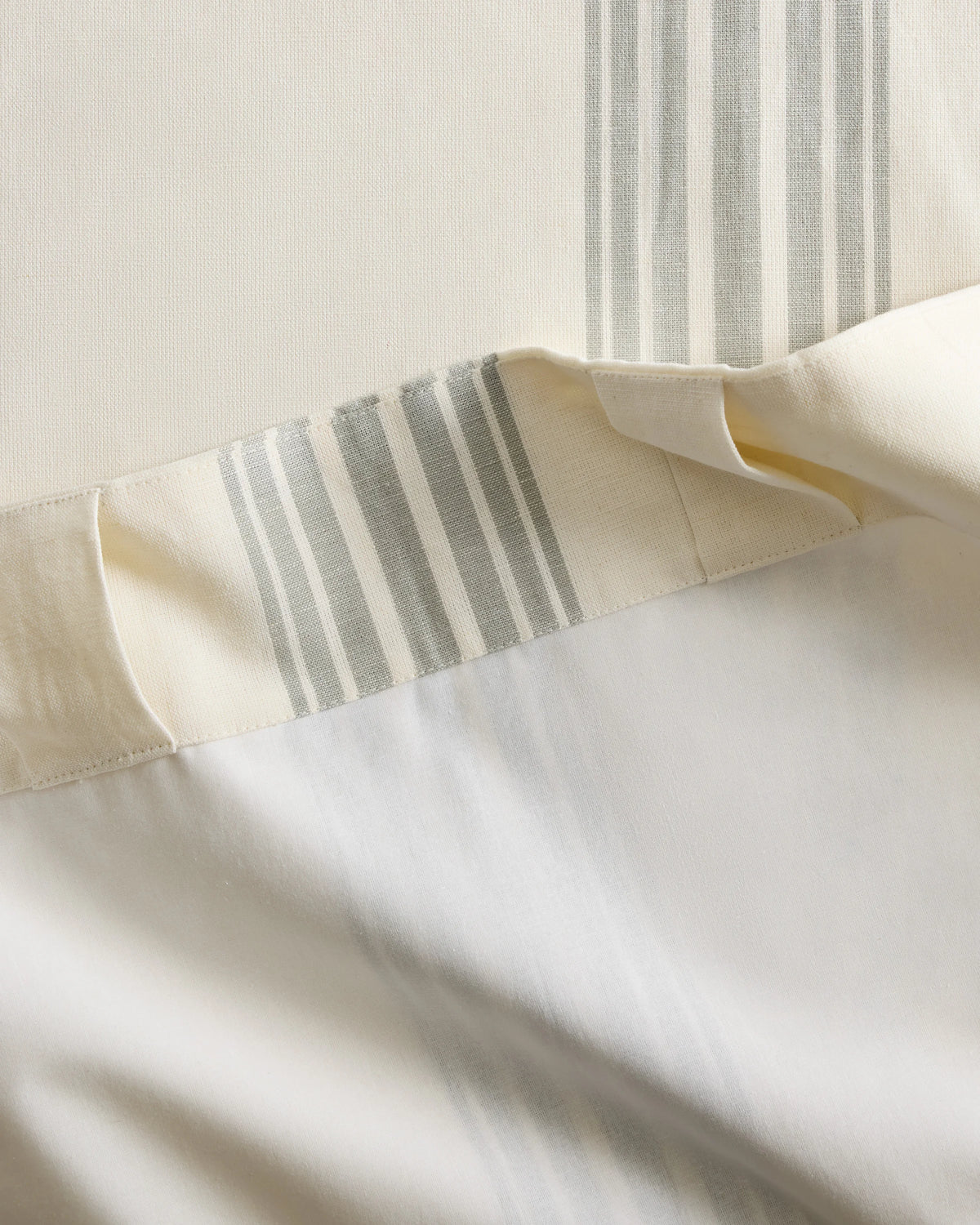 Coastal Stripe Linen Cotton Curtain - Single Panel - 48x84 / Ivory/Fog