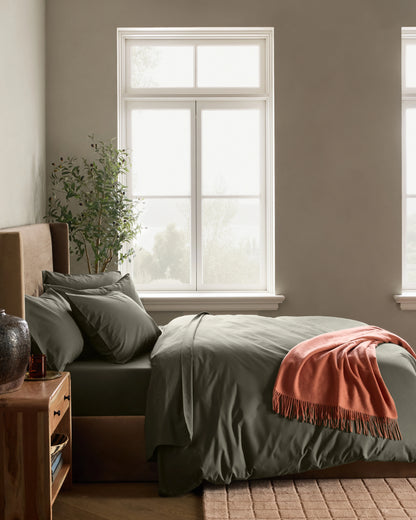 Organic Crisp Percale Deluxe Bedding Bundle - Twin / White