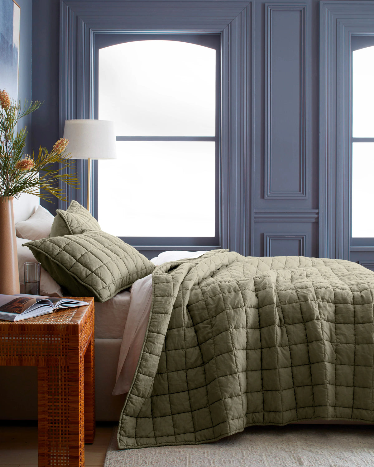 European Linen Box Quilt - Twin / Dusty Mauve