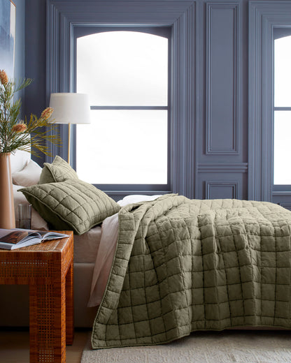 European Linen Box Quilt - Twin / Dusty Mauve