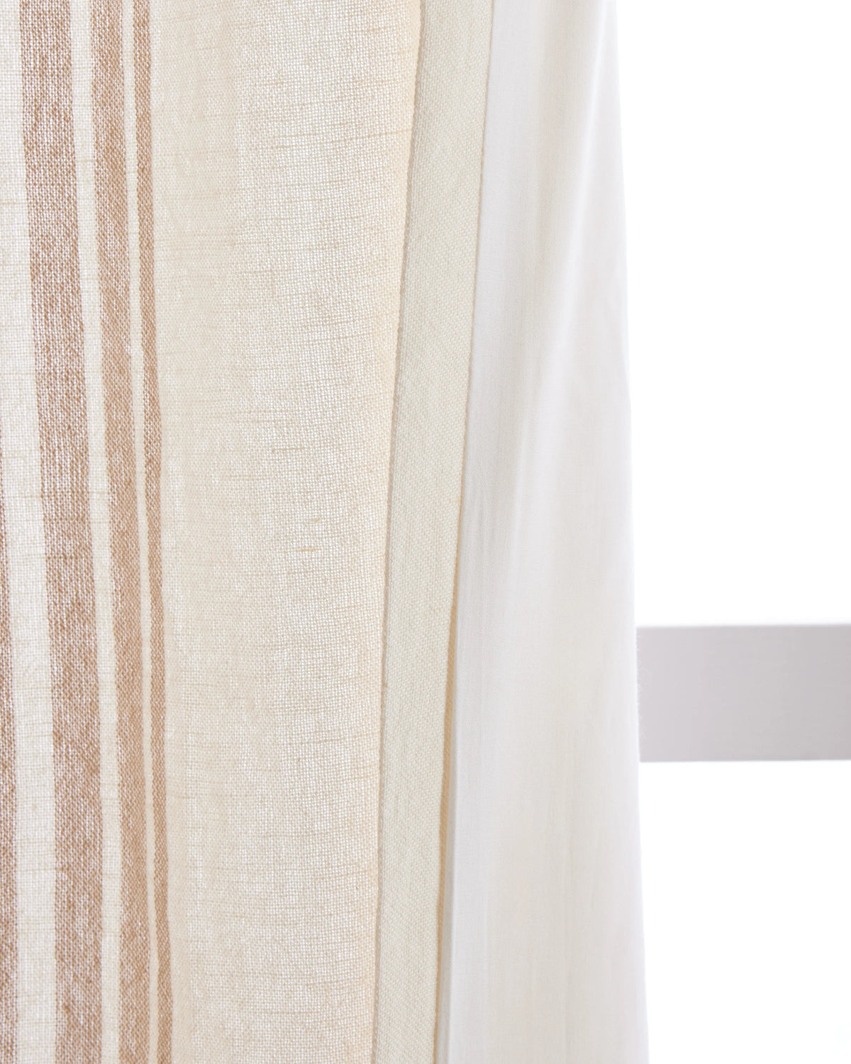 Coastal Stripe Linen Cotton Curtain - Single Panel - 48x84 / Ivory/Fog