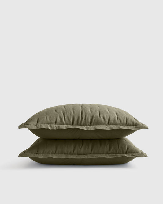 European Linen Dream Sham Set - Standard / Dusty Olive