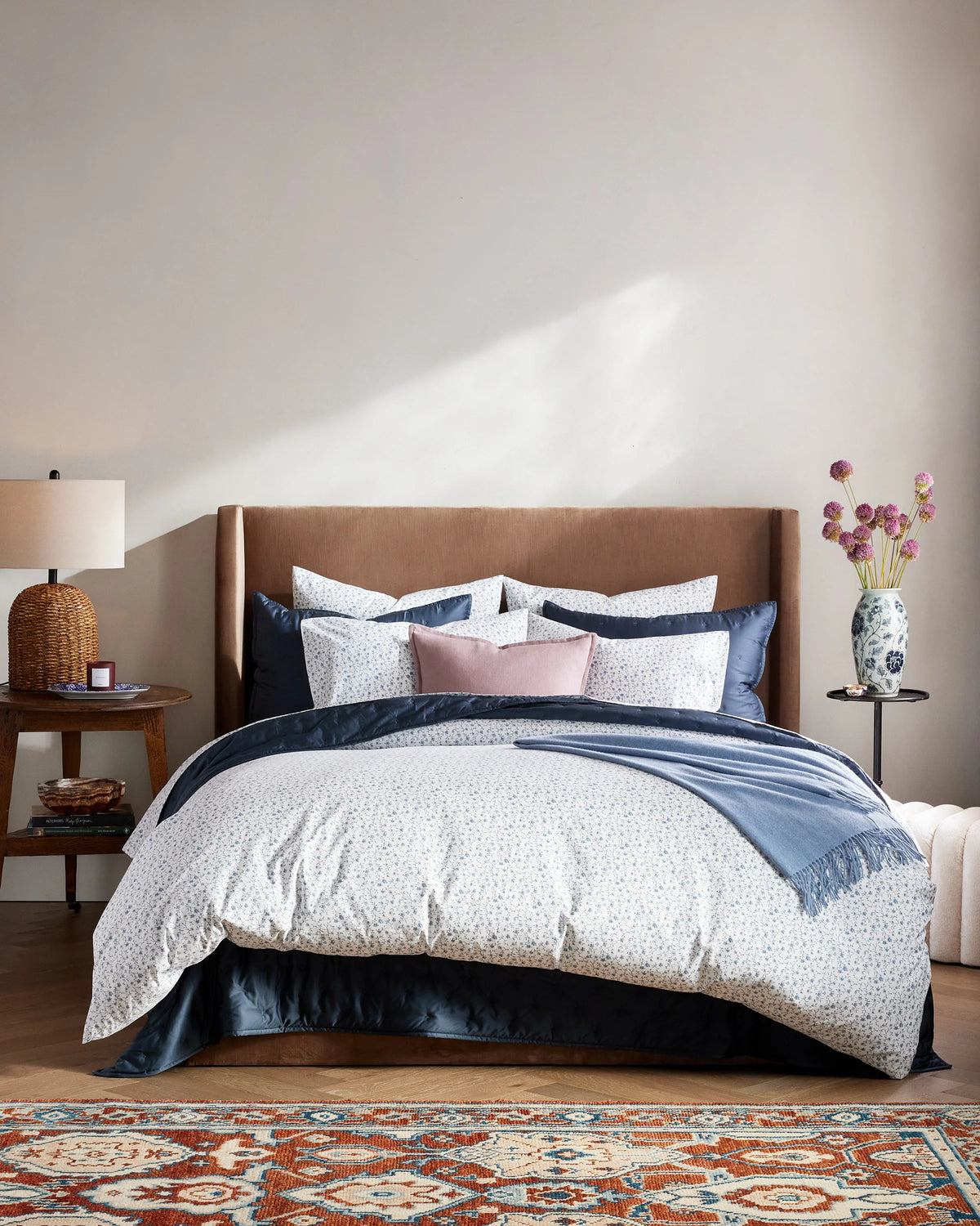 Organic Crisp Percale Floral Deluxe Bedding Bundle - Twin / Toffee Florette