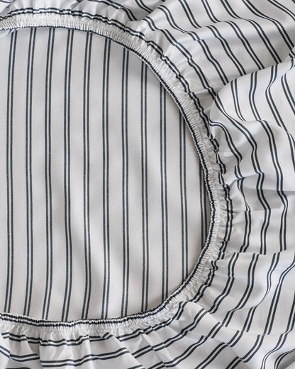 Bamboo Stripe Fitted Sheet Set - Twin / Double Stripe Espresso