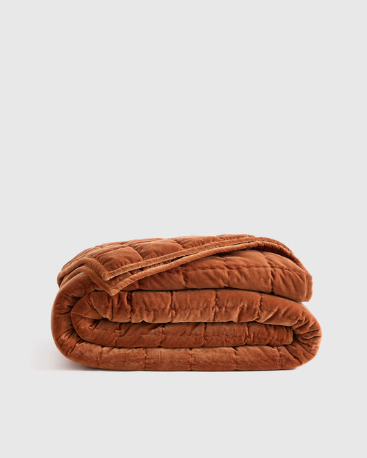 Cotton Velvet Box Quilt - Full/Queen / Terracotta