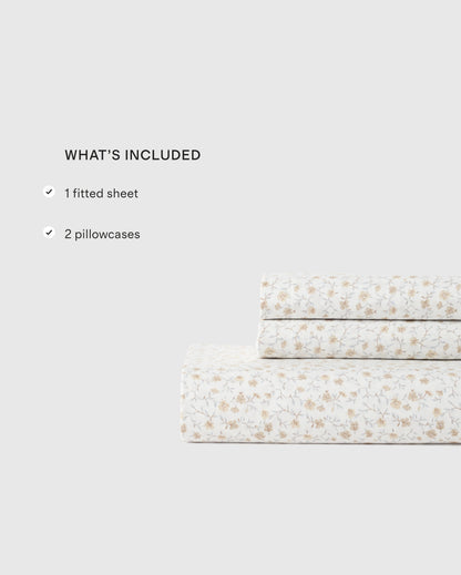 Organic Crisp Percale Fitted Sheet Set - Twin / Espresso
