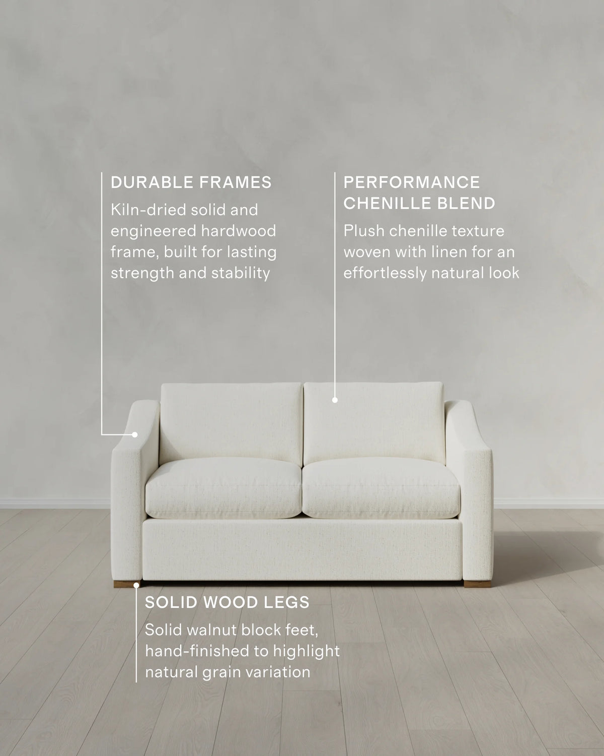 Hollis Slope Arm Sofa in Performance Chenille Linen Blend - 72" / Snow