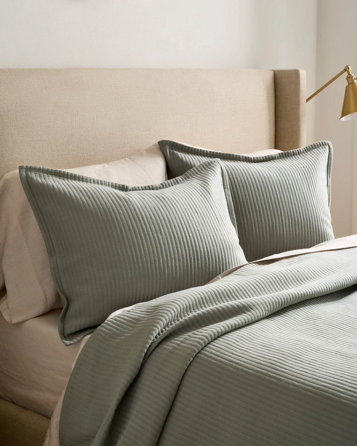 Organic Cotton Matelasse Sham Set - Standard / Dried Sage