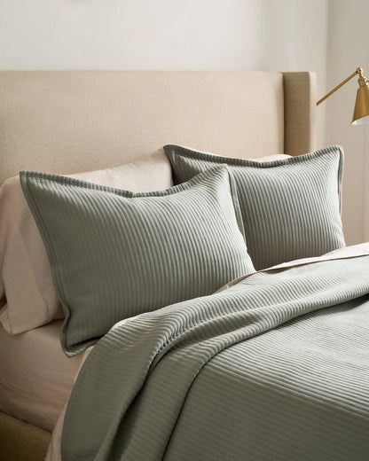 Organic Cotton Matelasse Sham Set - Standard / Dried Sage