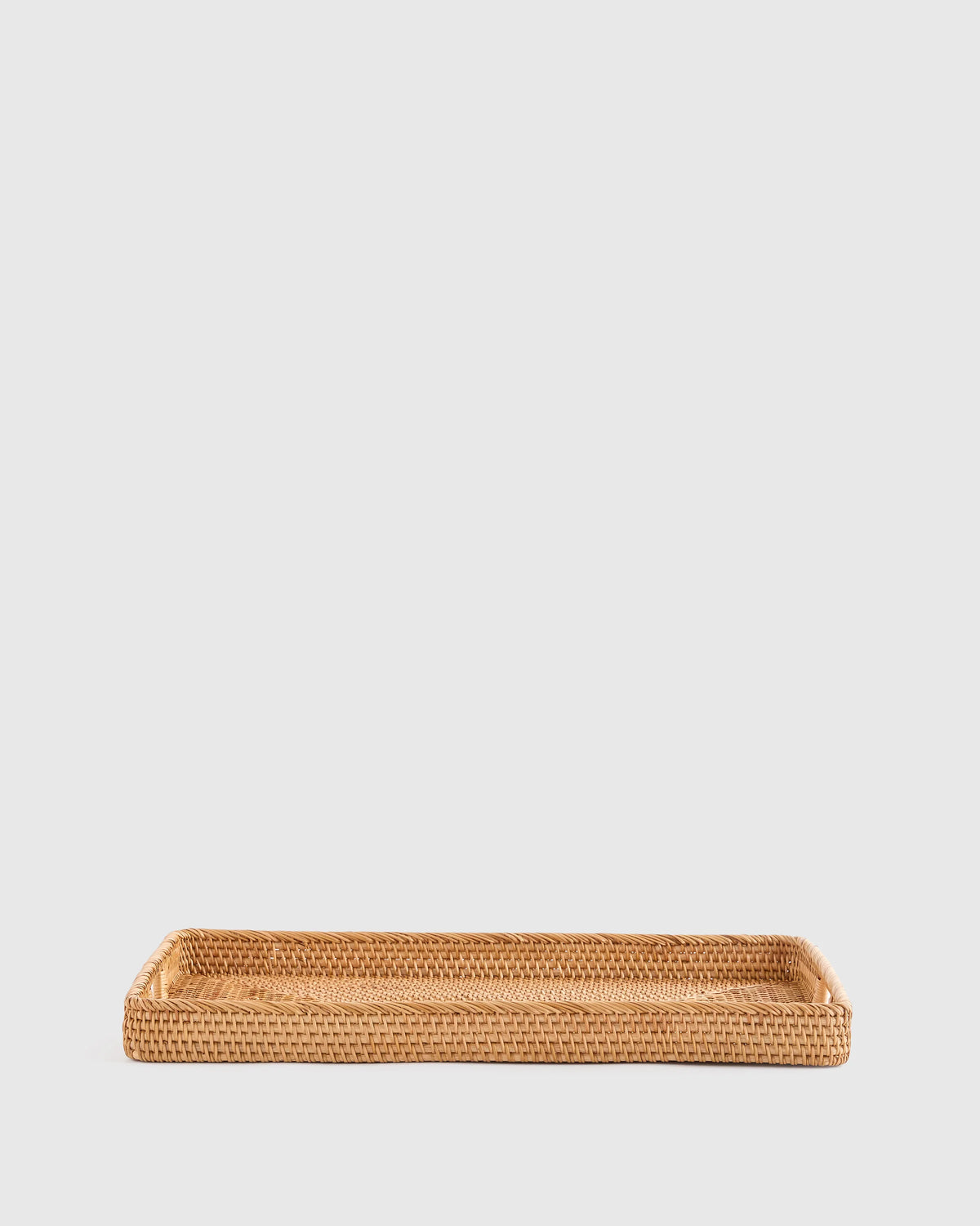 Handwoven Rattan Rectangular Tray - One Size / Natural