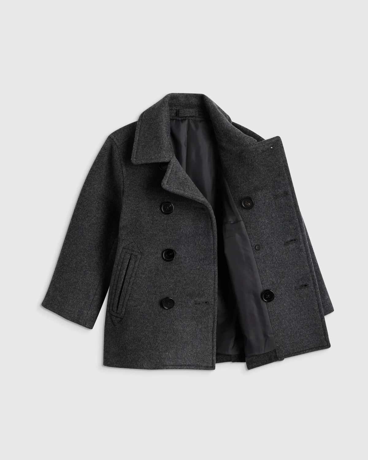 Boys Wool Cashmere Peacoat - 2T / Heather Charcoal