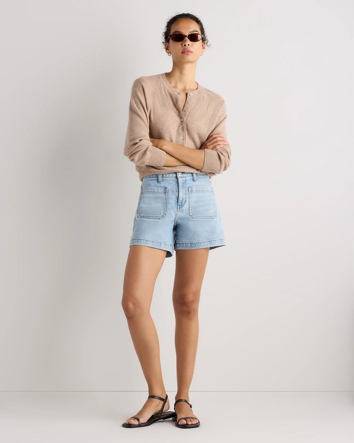 Bella Stretch Patch Pocket Shorts - 24 / Cool Blue