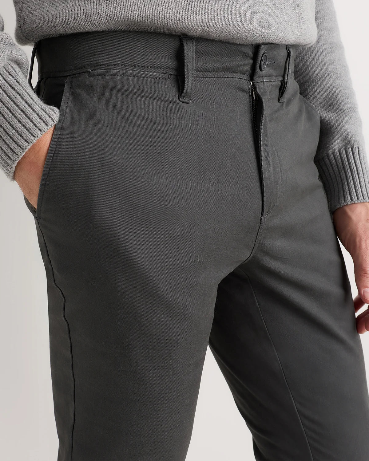 Organic Cotton Stretch Chino Pants - Slim - 30X30 / Stone