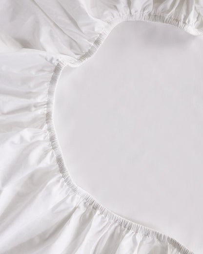 Organic Crisp Percale Embellished Fitted Sheet Set - Twin / White/Navy