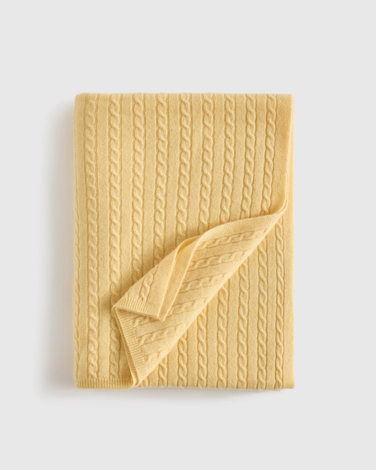 Cable Knit Cashmere Throw - 50x70 / Limoncello