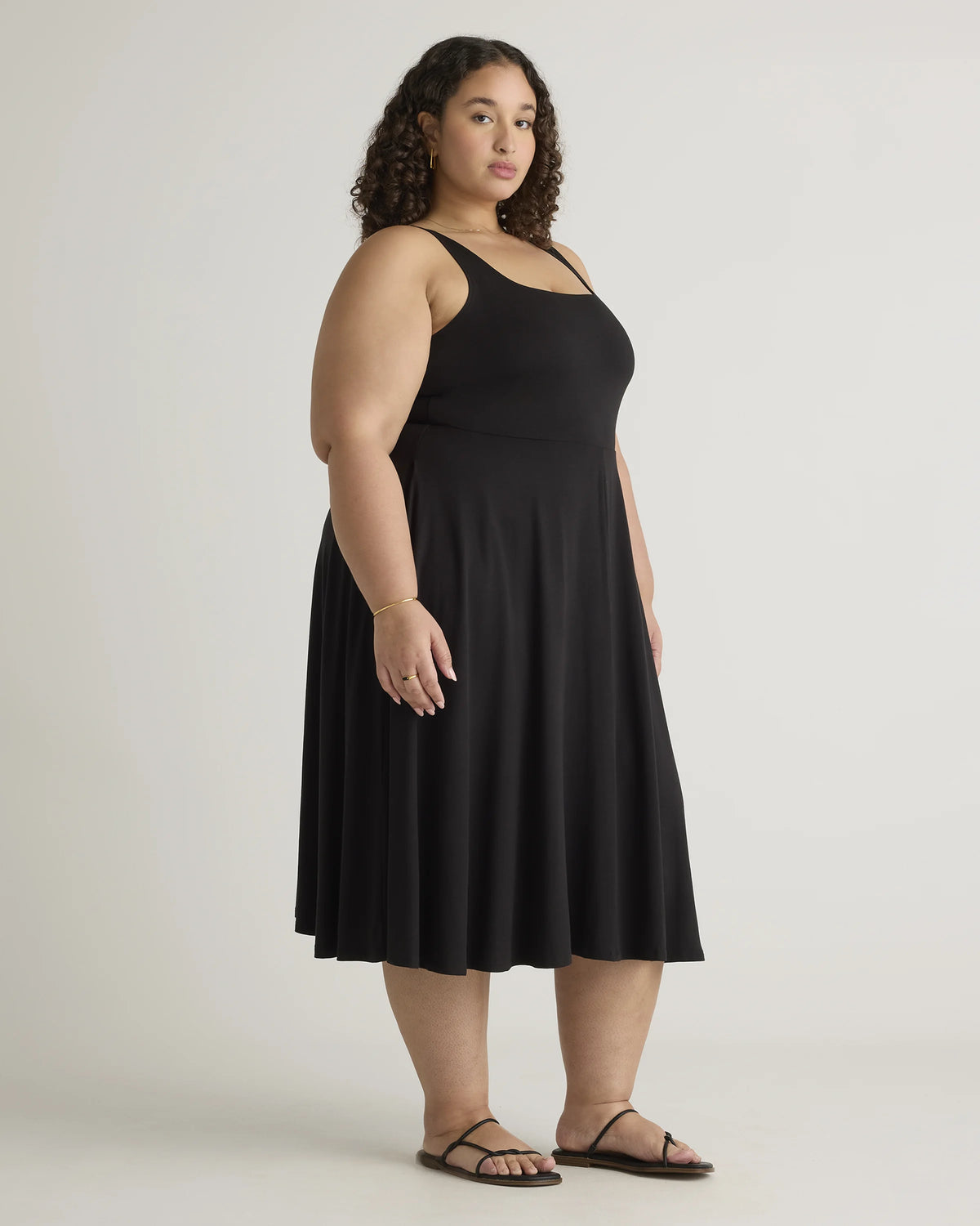 Tencel Jersey Fit & Flare Dress - 1X / Brown