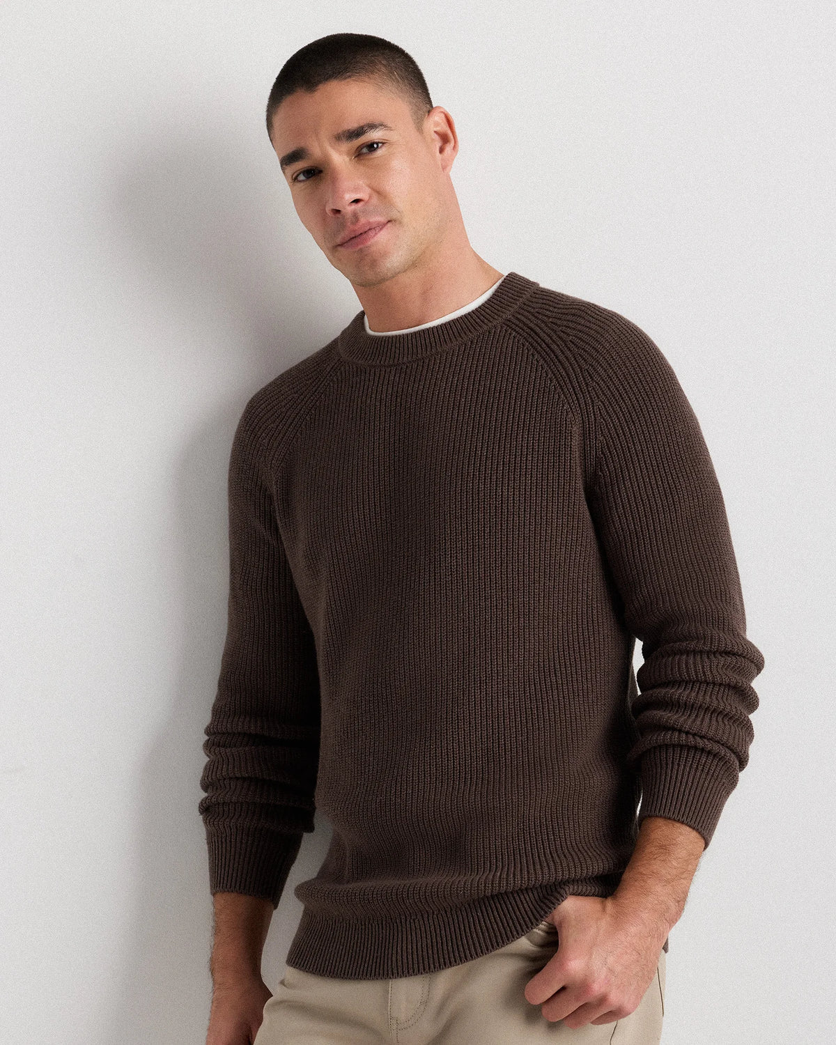 100% Organic Cotton Ribbed Crewneck Sweater - XS / Bahia Blue