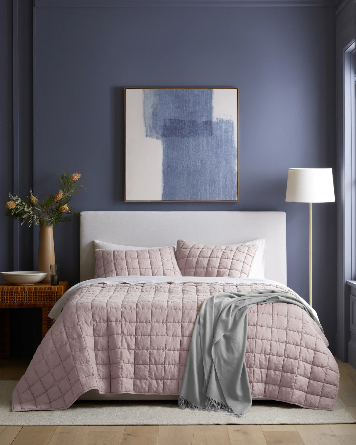 European Linen Box Quilt - Twin / Dusty Mauve