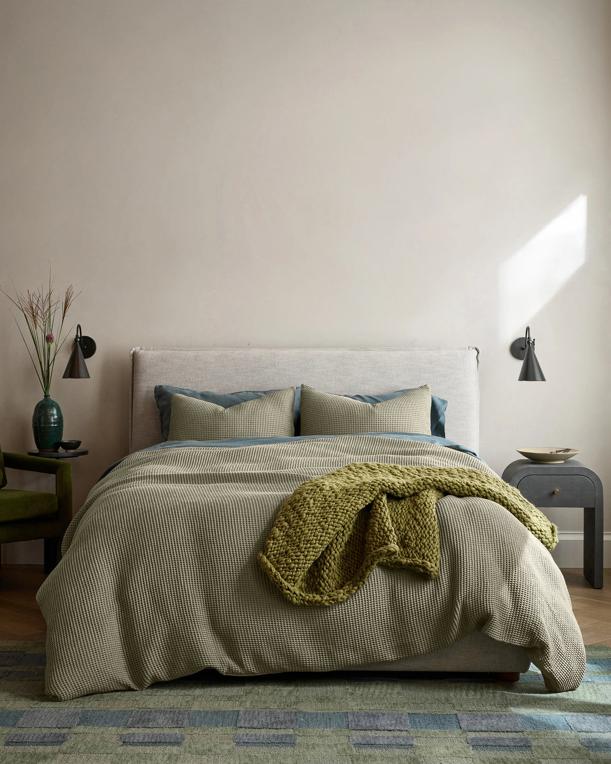 Organic Waffle Duvet Cover Set - Twin / White