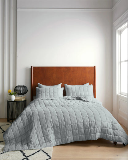 European Linen Box Quilt - Twin / Dusty Mauve