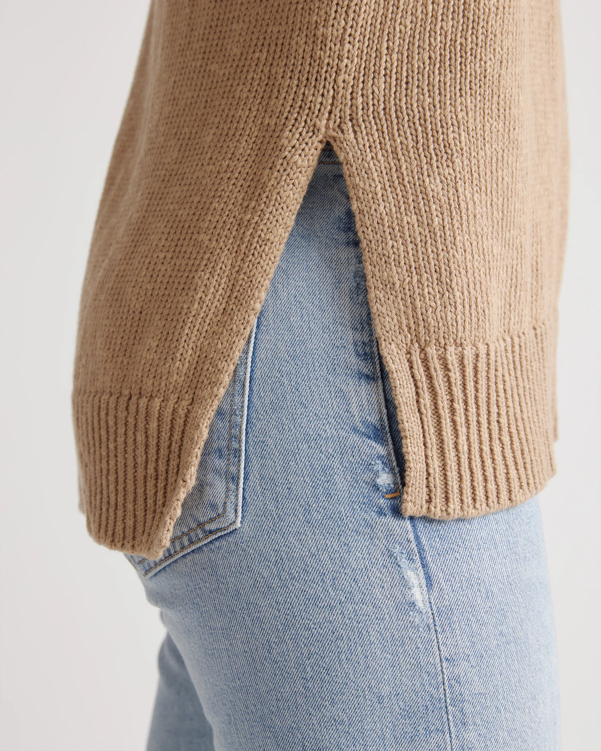 Cotton Linen Oversized Crew Sweater - XS / Dark Mauve