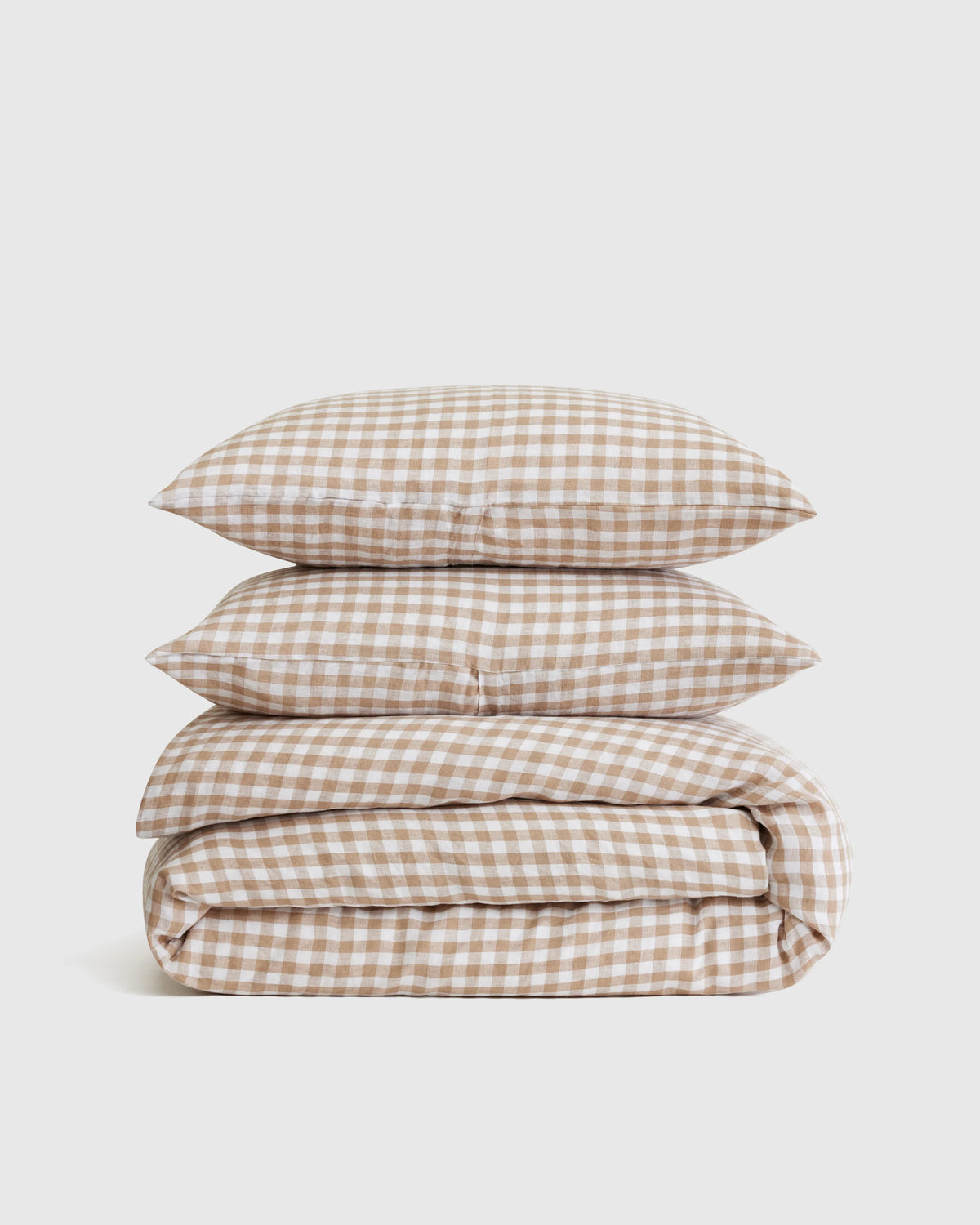 European Linen Gingham Duvet Cover Set - Twin / Blue Fog