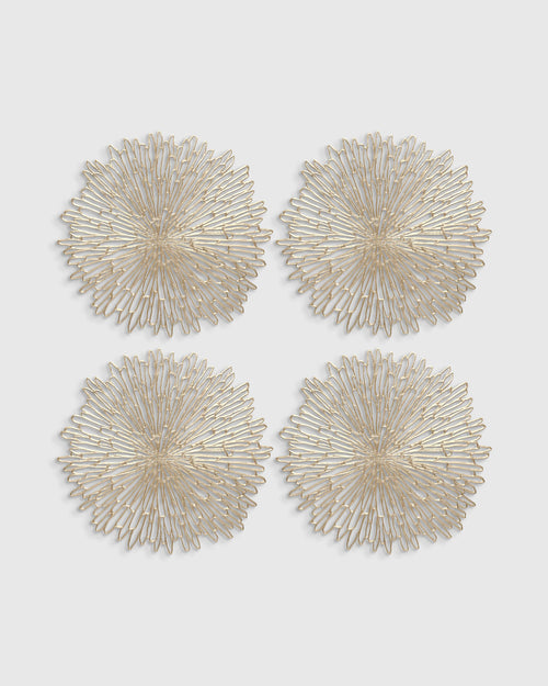 Pressed Bloom Placemats, Set of 4 by Chilewich - One Size / Champagne
