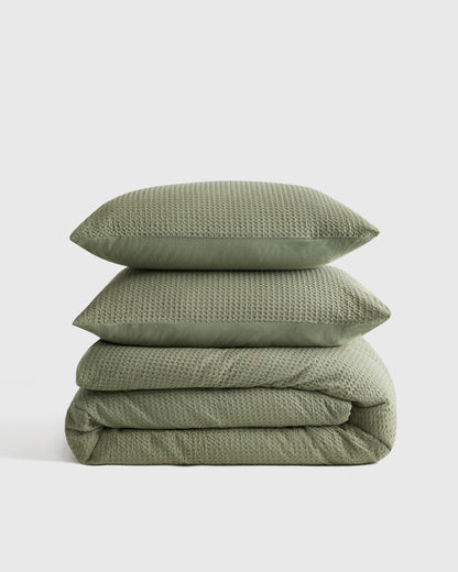 Organic Luxe Honeycomb Duvet Cover Set - Twin / Mineral