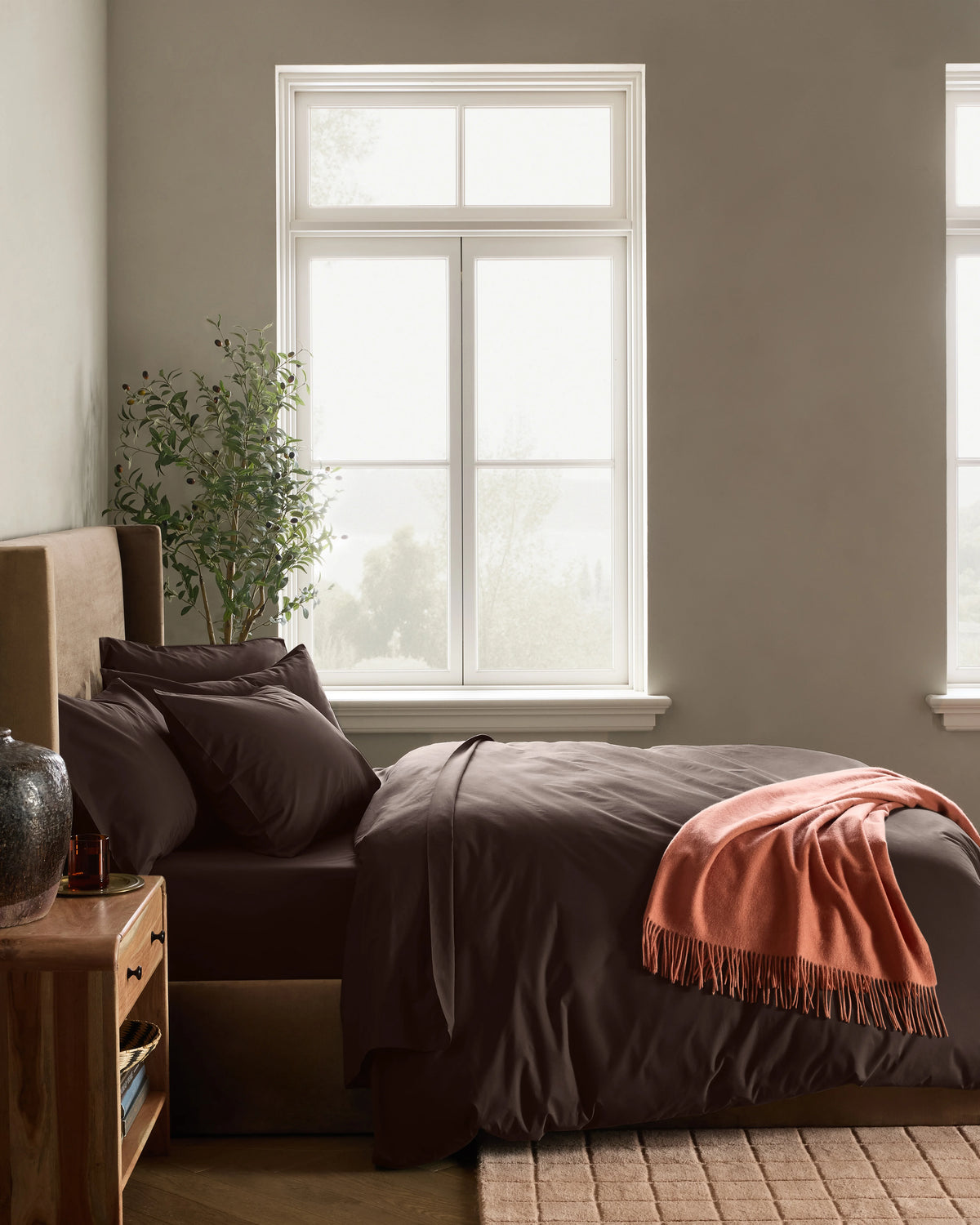 Organic Crisp Percale Duvet Cover Set - Twin / Espresso