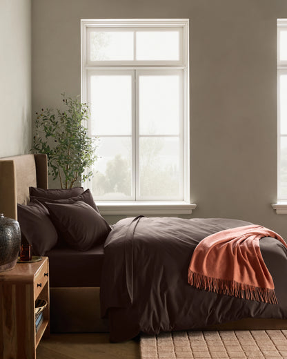 Organic Crisp Percale Duvet Cover Set - Twin / Espresso