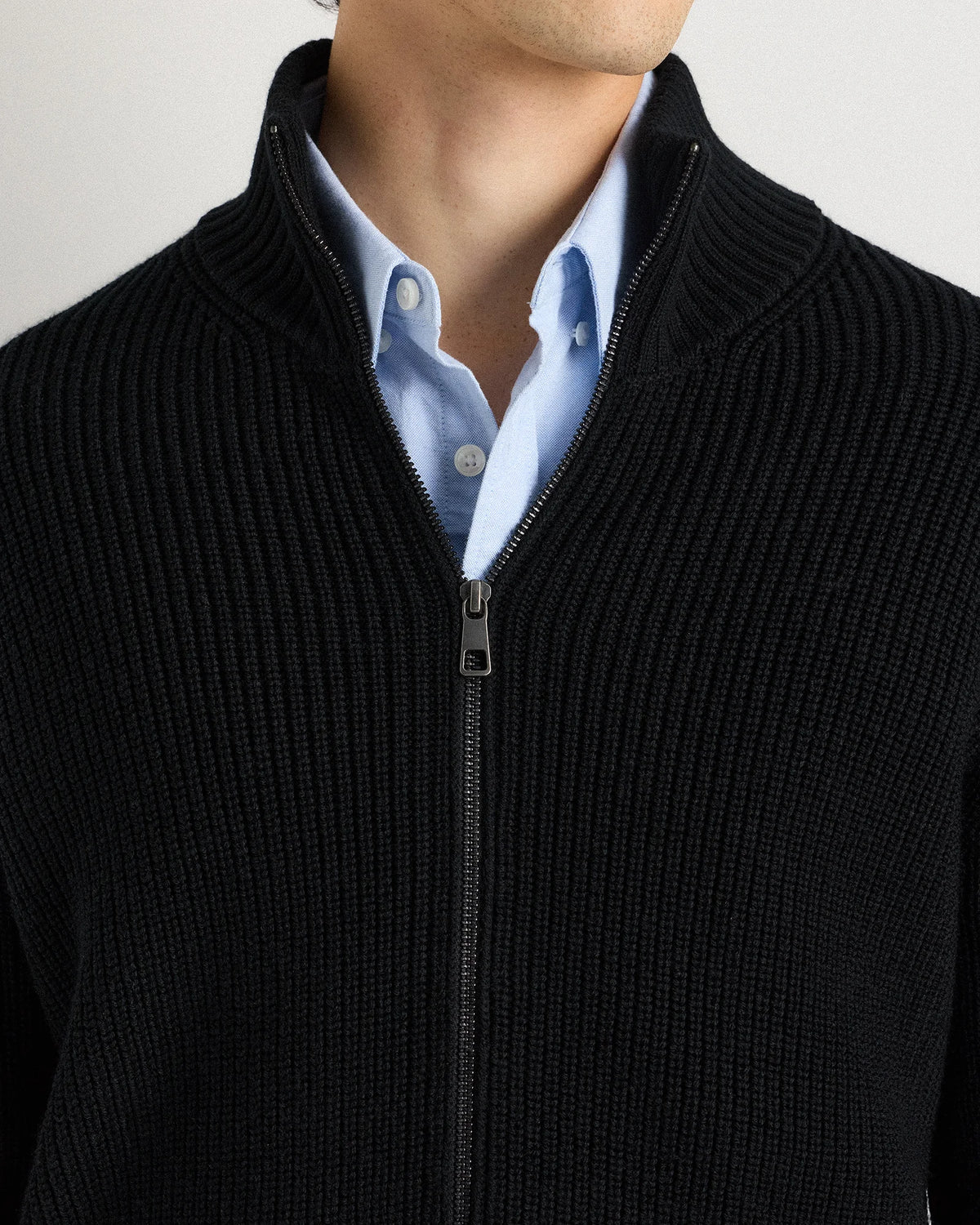 Australian Merino Wool Full Zip Sweater - S / Heather Bone