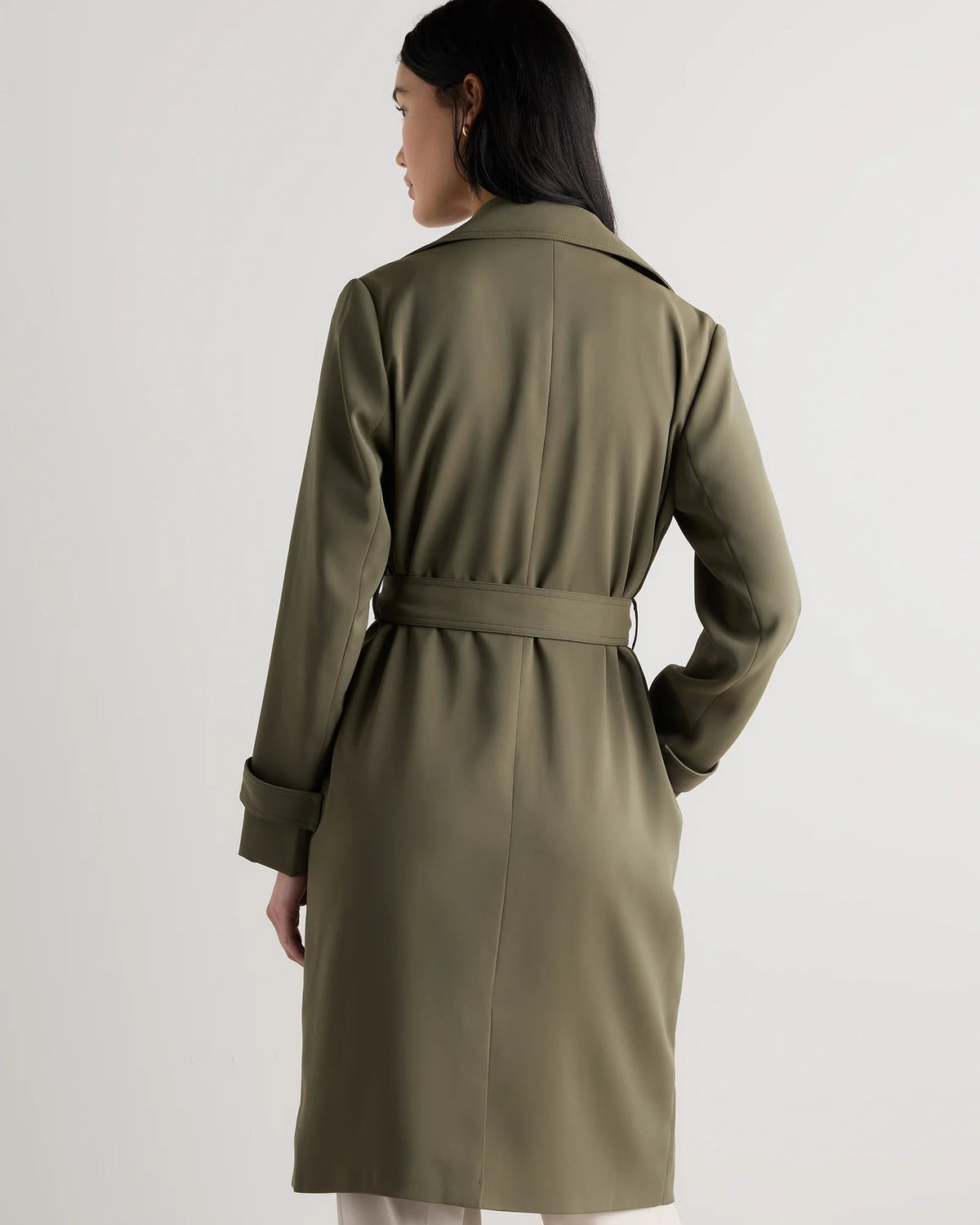 Stretch Crepe Trench Coat - XS / Olive