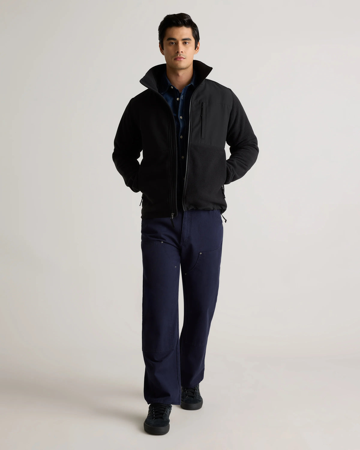 Polar Fleece Full-Zip Jacket - S / Gravel/Bold Black