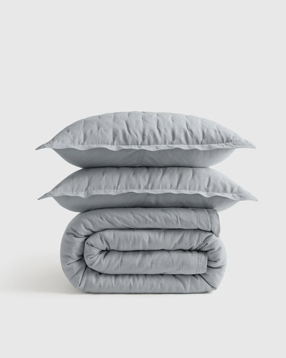 European Linen Dream Quilt Set - Twin / Dusty Olive