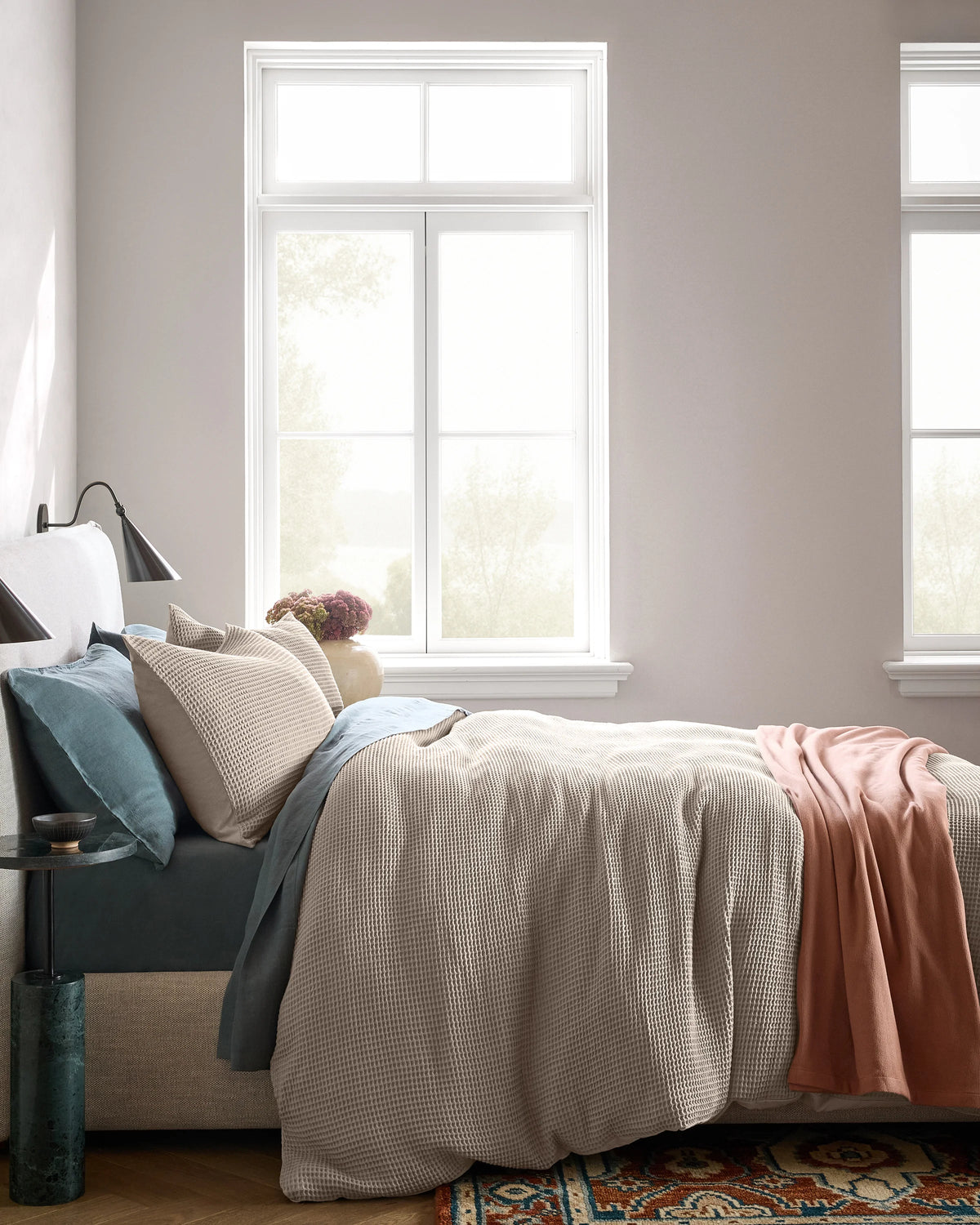 Organic Waffle Duvet Cover Set - Twin / White