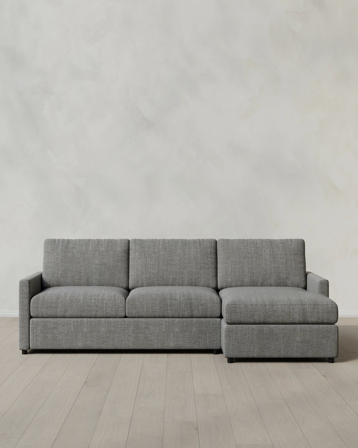Brennan Performance Chenille Linen Blend Chaise Sectional - Right Arm / Snow